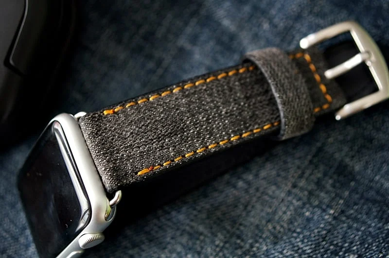 Handmade Jean Denim Strap incl. Lugs Adapter for Apple Watch (or Apple Watch Sport) 42mm or 38mm – image 3
